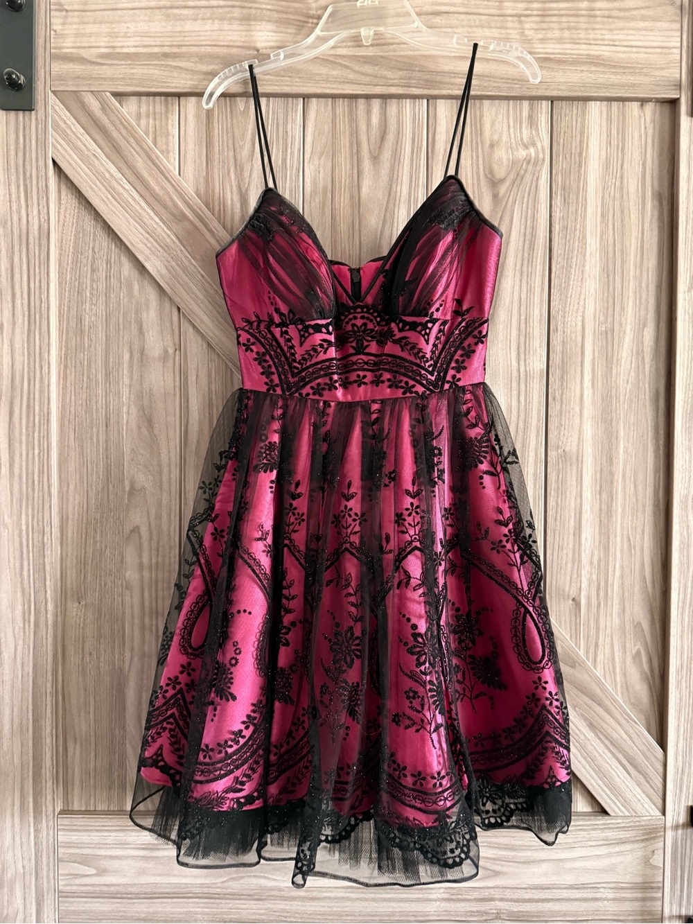 Y2K Morgan & Co. Bright Fuchsia Satin Dress Lining